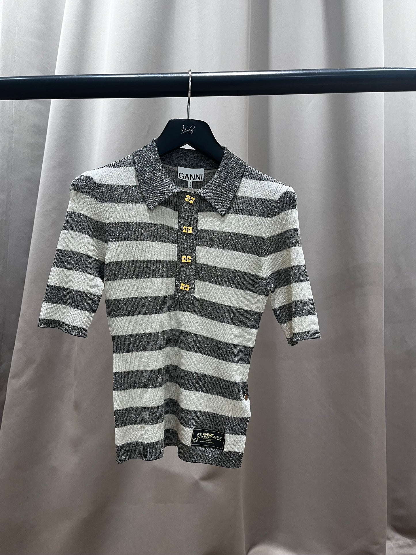 GANNI K2482 top white-silver