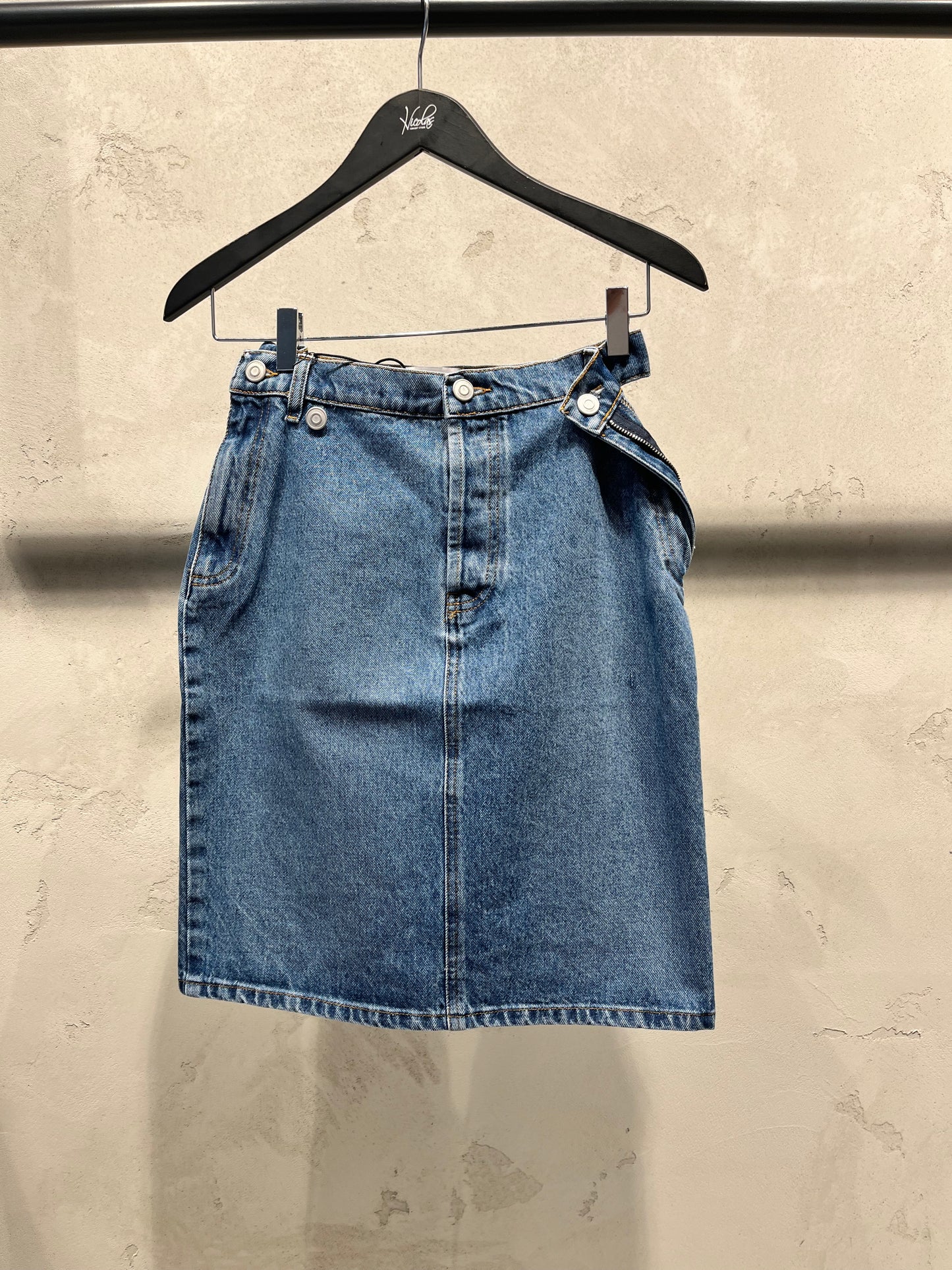 COPERNI OPEN HIP SKIRT washed blue
