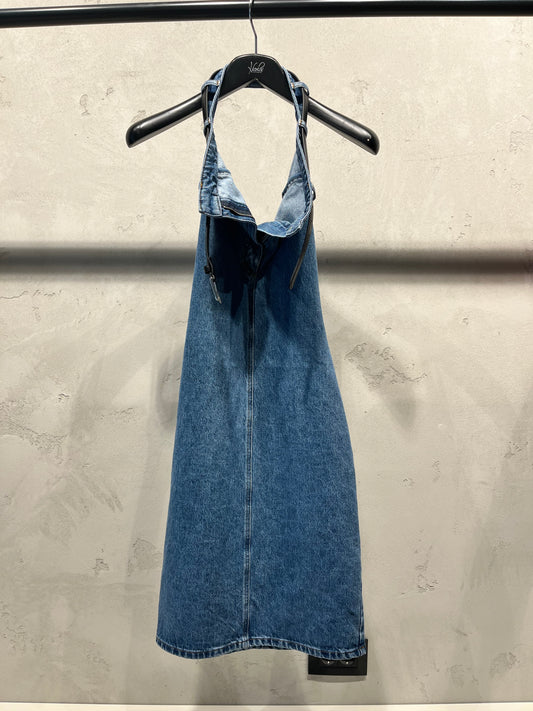 COPERNI BELTHALTER NECK DRESS washed blue
