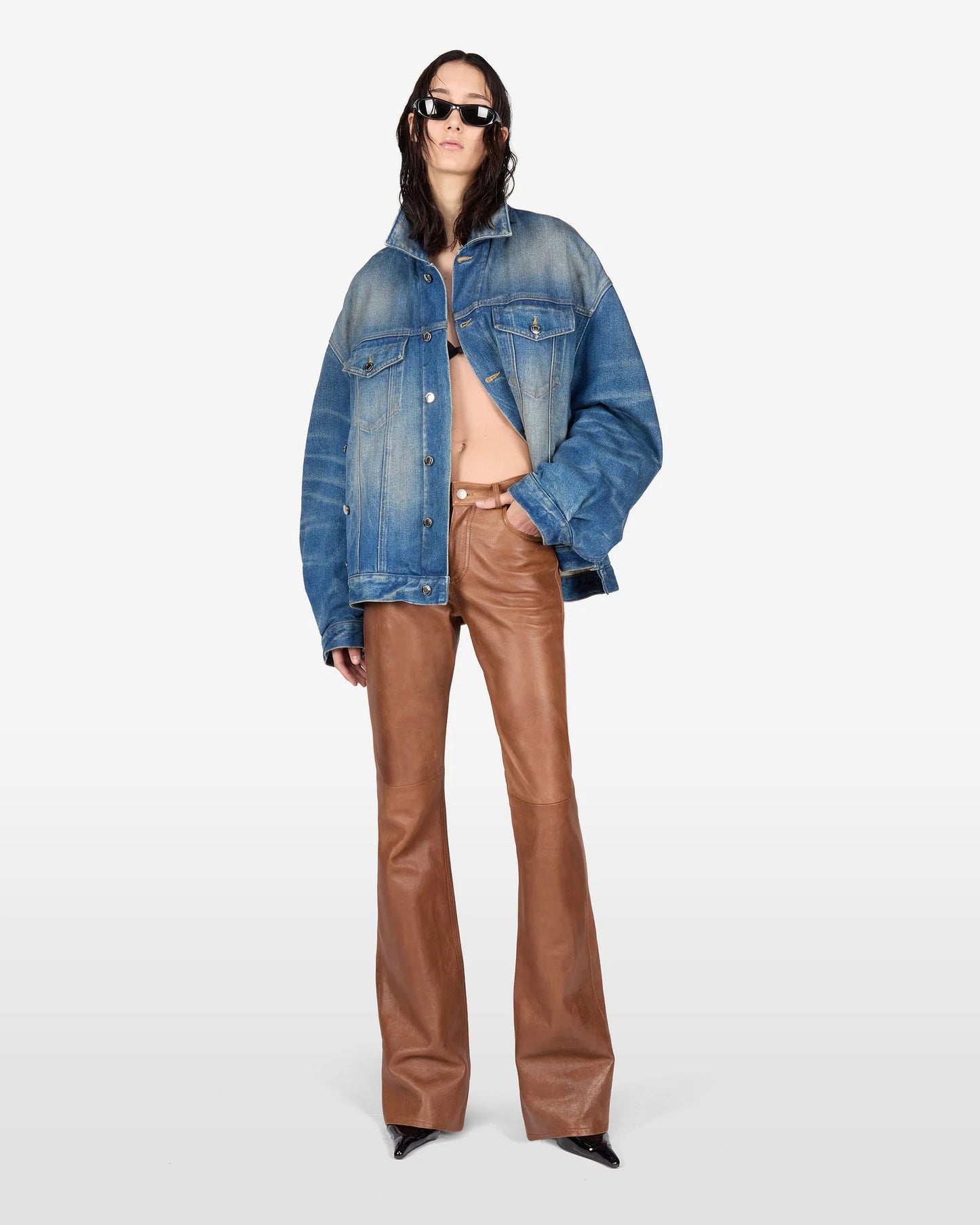 HAIKURE FLORA silky leather pants tan