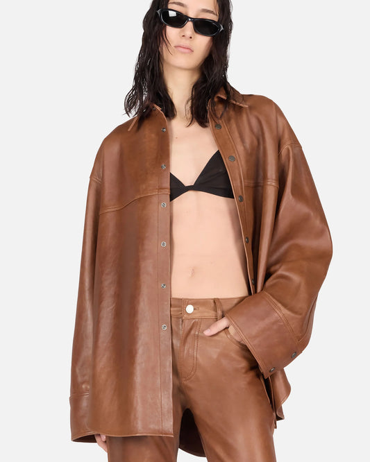HAIKURE VICTORIA silky leather shirt tan