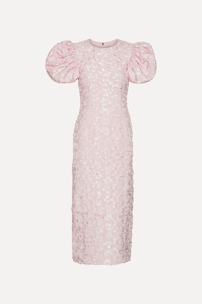 Rotate jacquard puff midi dress