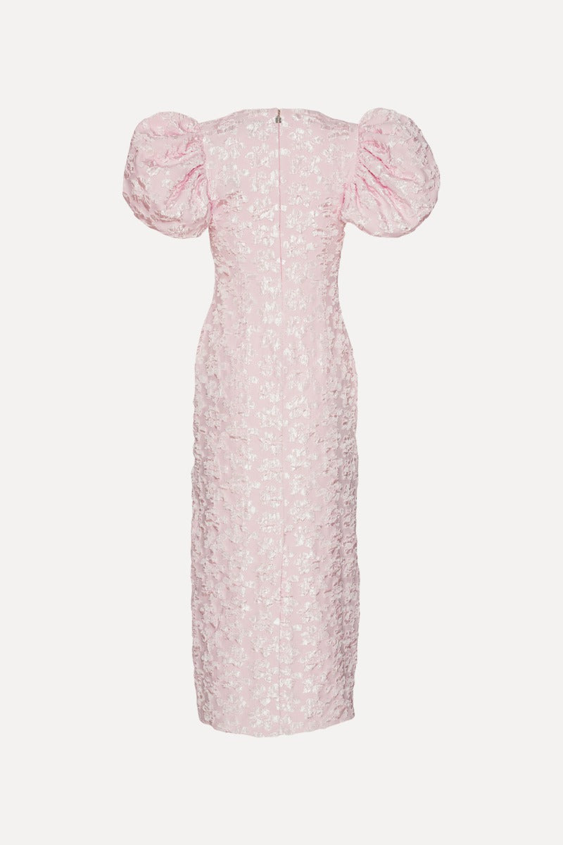 Rotate jacquard puff midi dress