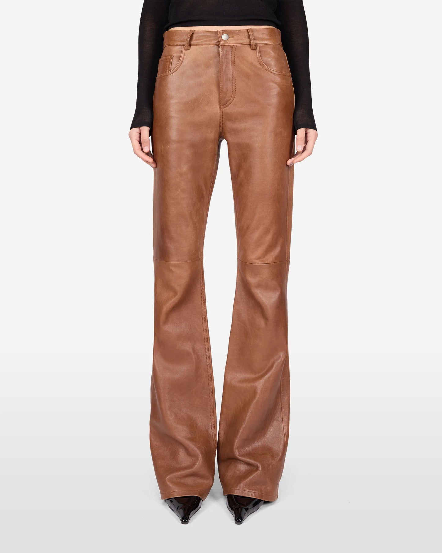 HAIKURE FLORA silky leather pants tan