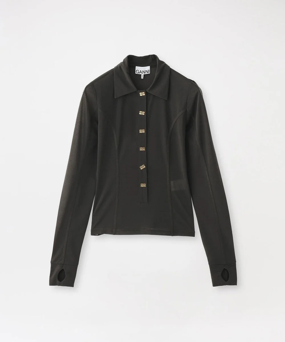 GANNI T4241 long-sleeve T-shirt dark grey