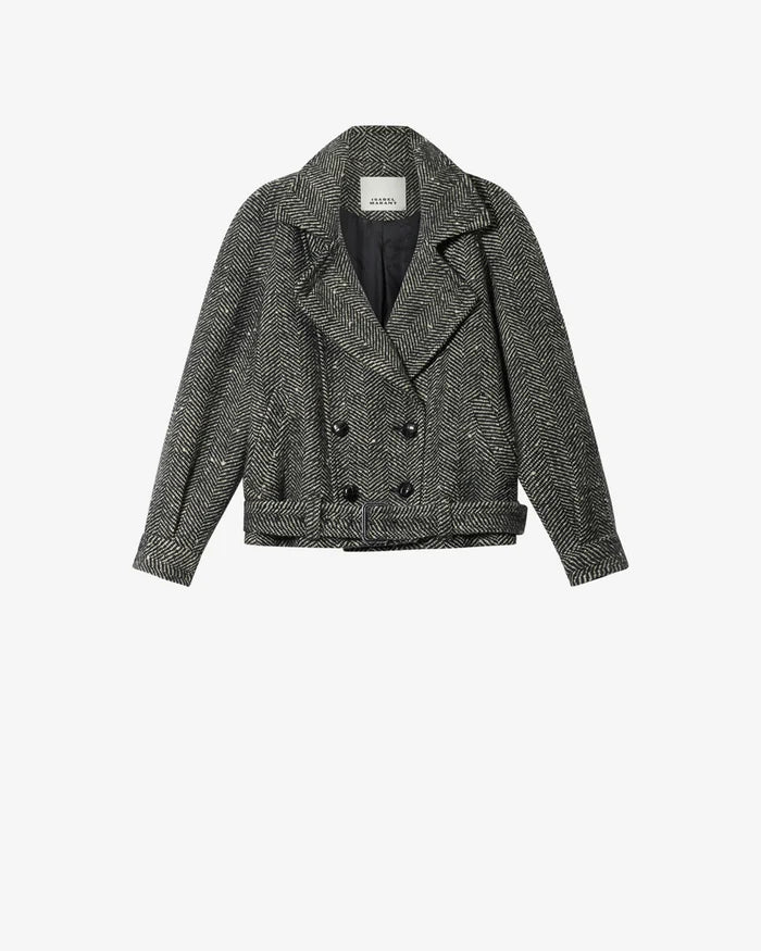 ISABEL MARANT ELVANE coat, ecru/black