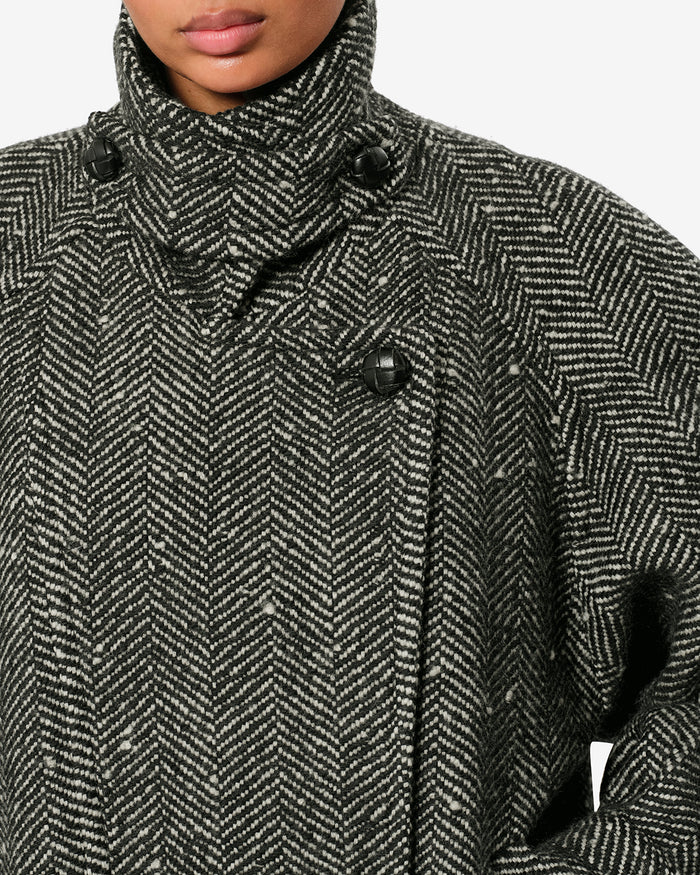 ISABEL MARANT ELVANE coat, ecru/black