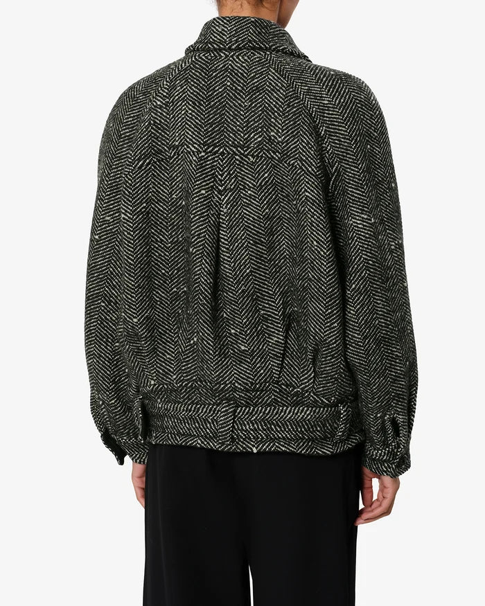 ISABEL MARANT ELVANE coat, ecru/black