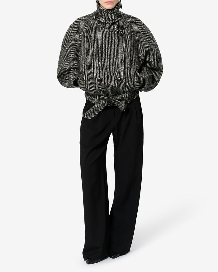 ISABEL MARANT ELVANE coat, ecru/black