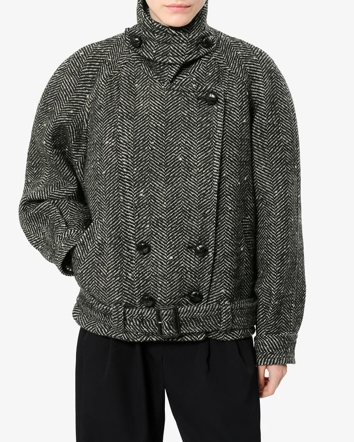ISABEL MARANT ELVANE coat, ecru/black