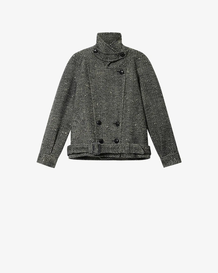 ISABEL MARANT ELVANE coat, ecru/black