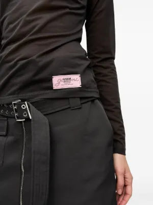 GANNI T4242 t-shirt long sleeve dark grey