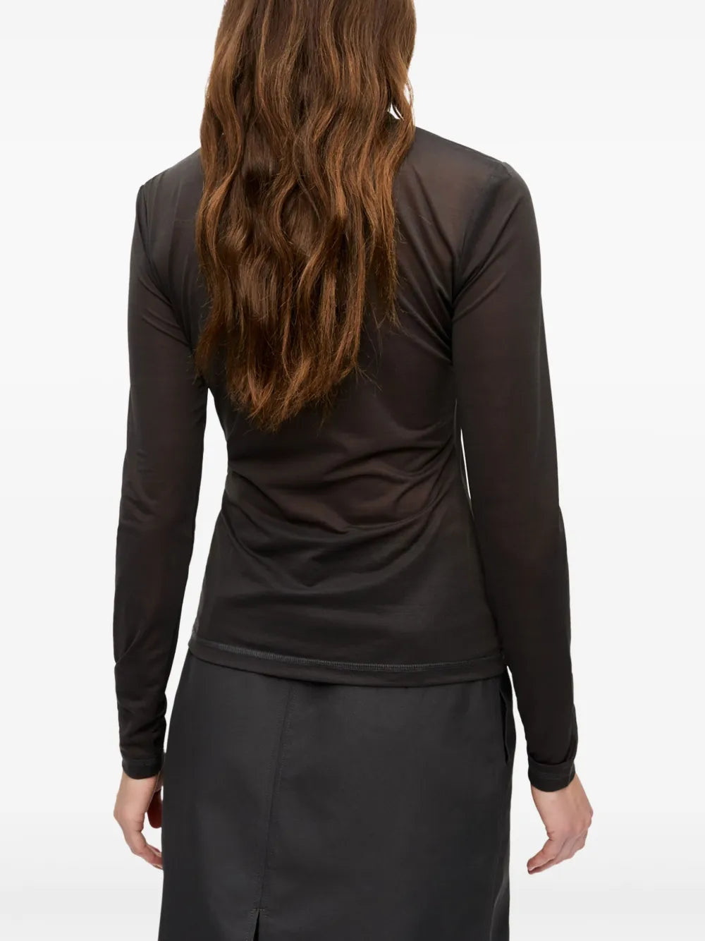 GANNI T4242 t-shirt long sleeve dark grey