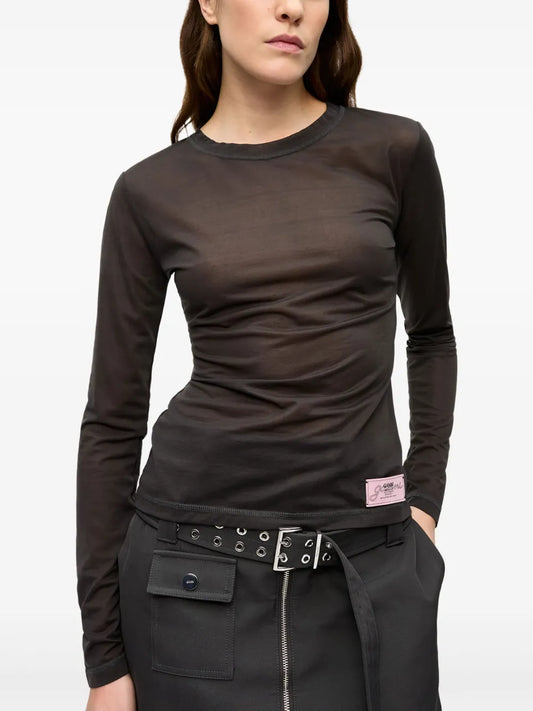 GANNI T4242 t-shirt long sleeve dark grey