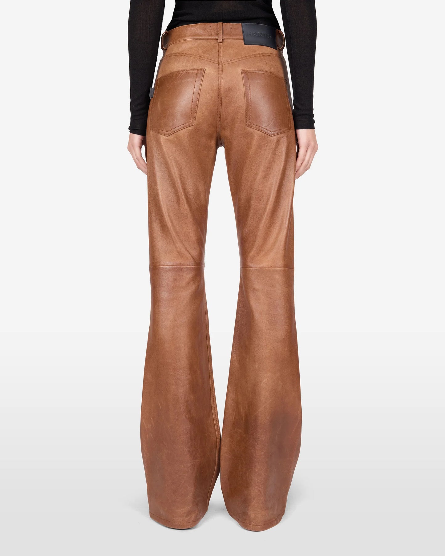 HAIKURE FLORA silky leather pants tan