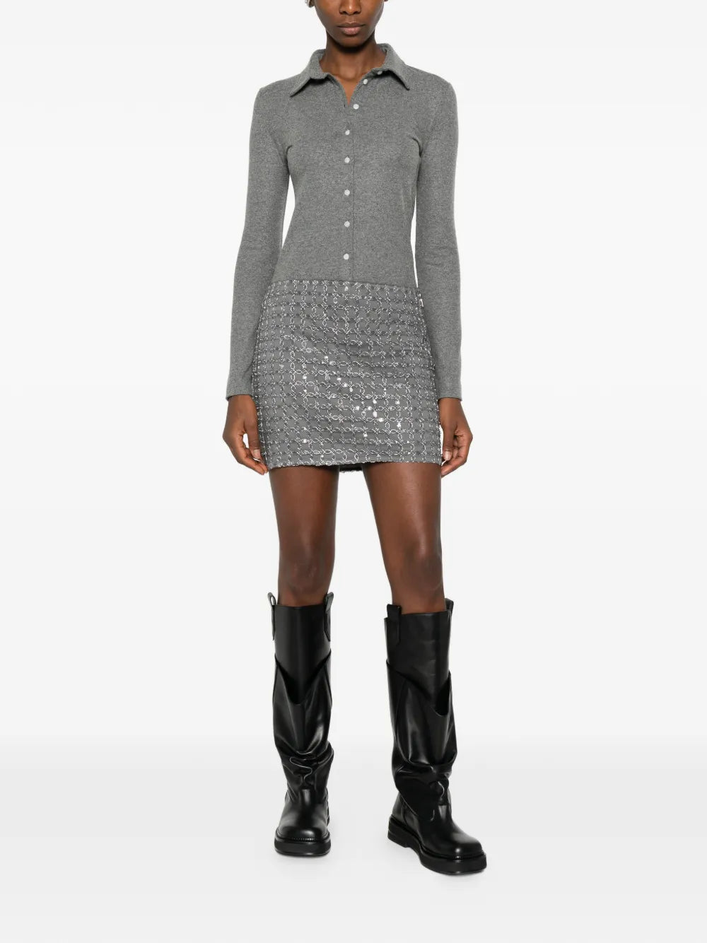 Rotate beaded mini skirt
