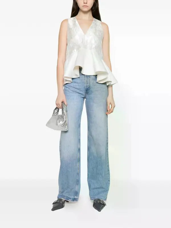 GANNI Cloque Satin top