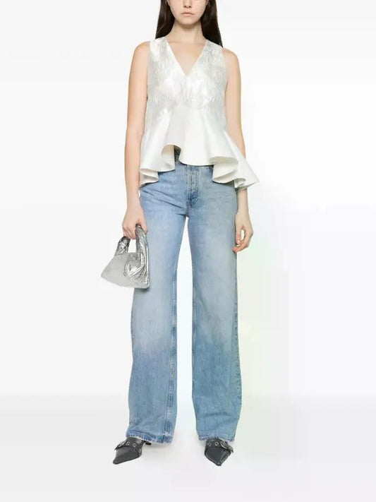 GANNI Cloque Satin top