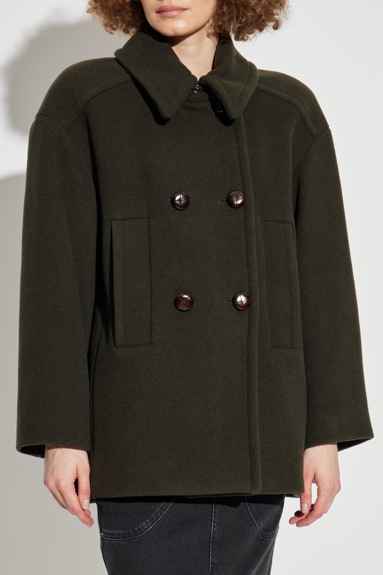 ISABEL MARANT FIBY coat dark khaki