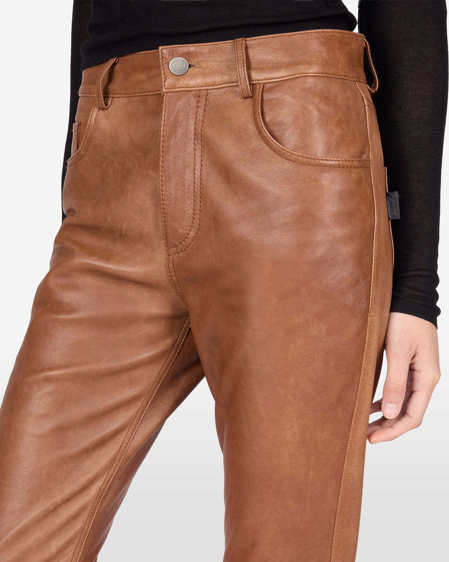 HAIKURE FLORA silky leather pants tan