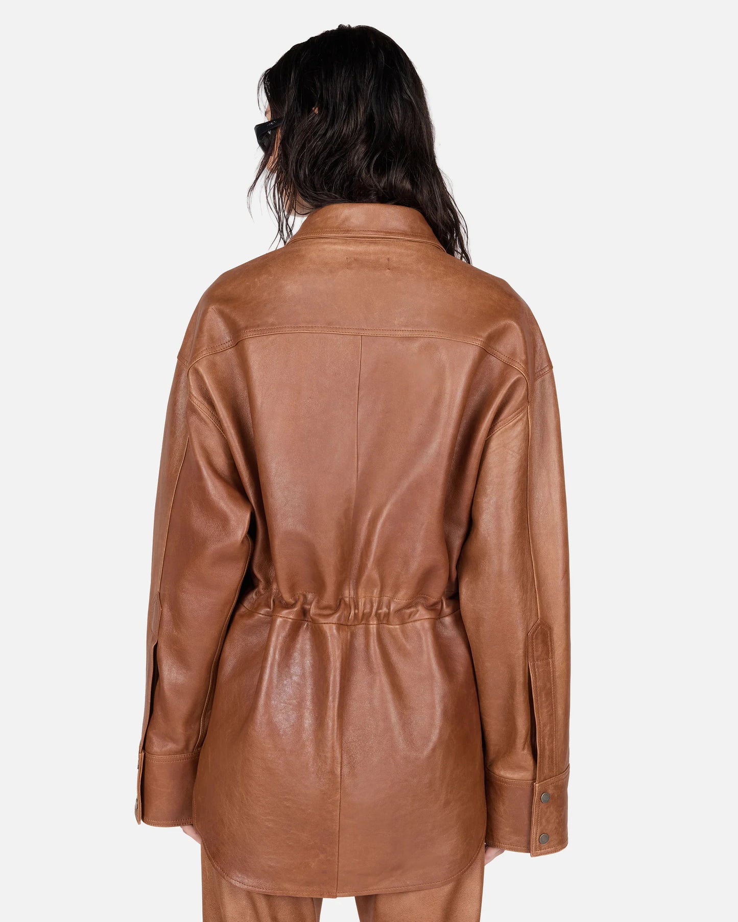 HAIKURE VICTORIA silky leather shirt tan