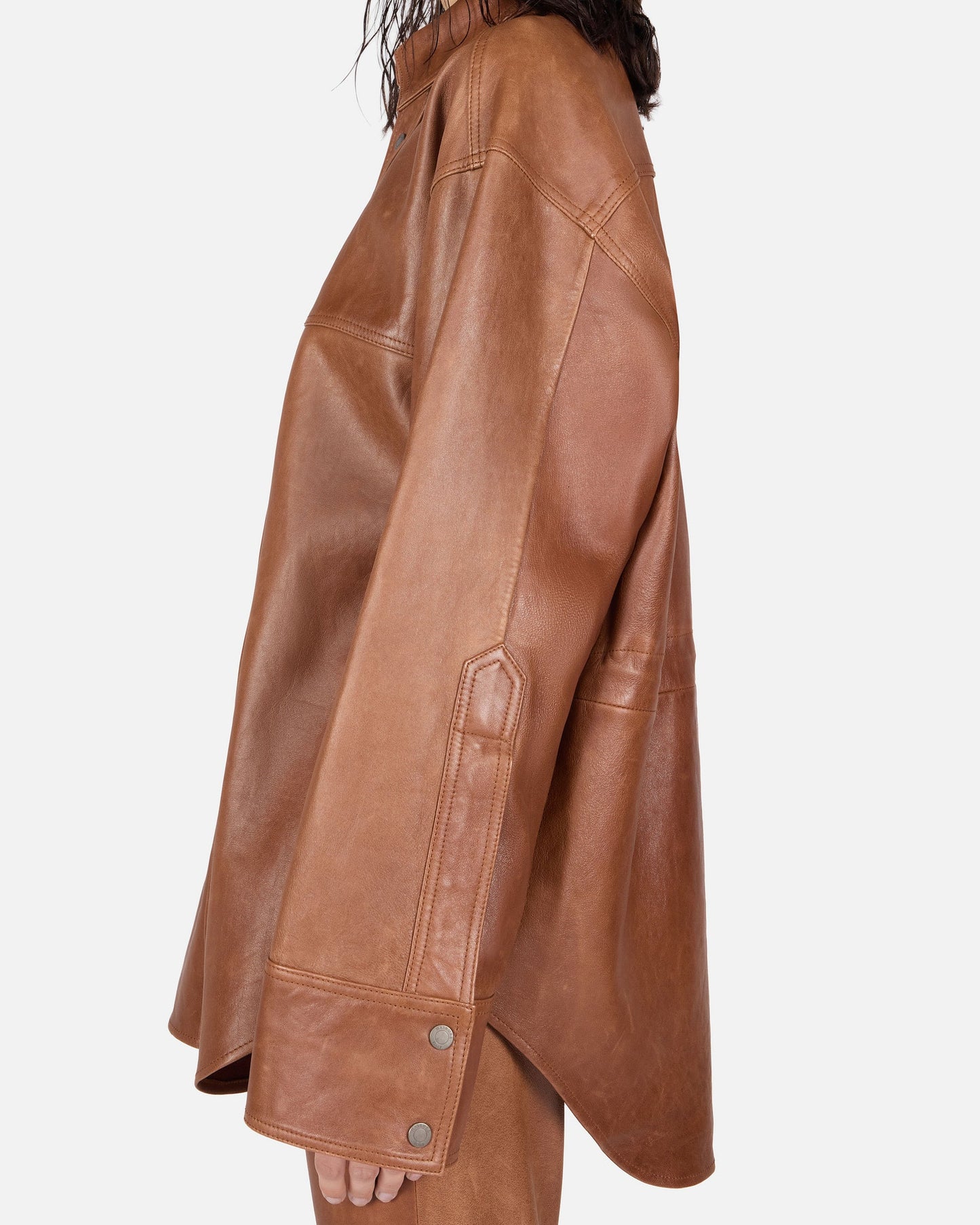HAIKURE VICTORIA silky leather shirt tan