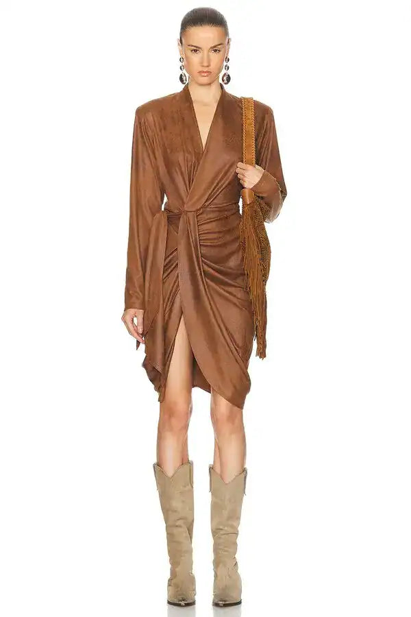 ISABEL MARANT ALEORA DRESS cognac