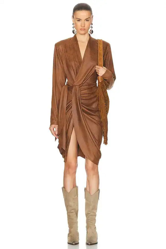 ISABEL MARANT ALEORA DRESS cognac