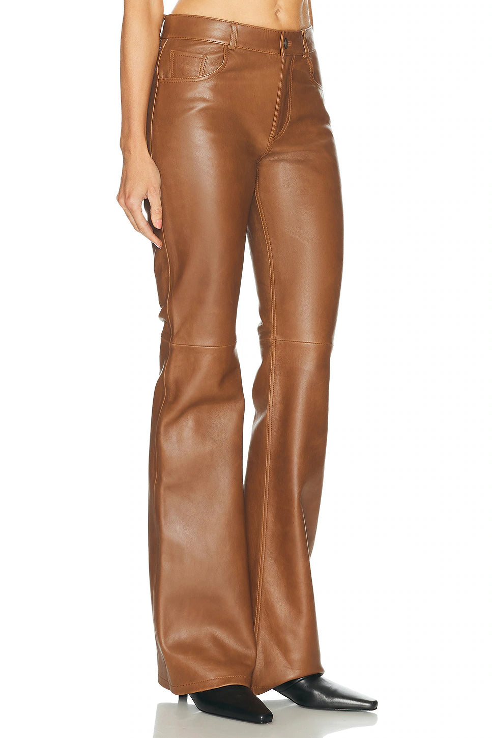 HAIKURE FLORA silky leather pants tan