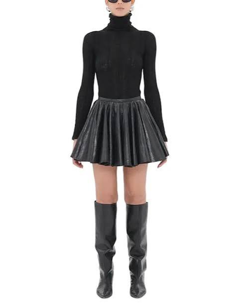 HAIKURE ZIGGY silky leather skirt black