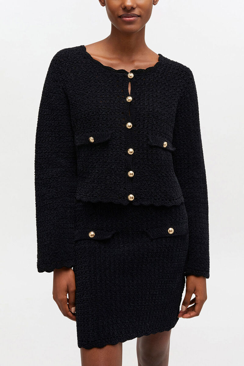 GANNI CHROCHET cardigan black