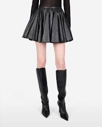 HAIKURE ZIGGY silky leather skirt black