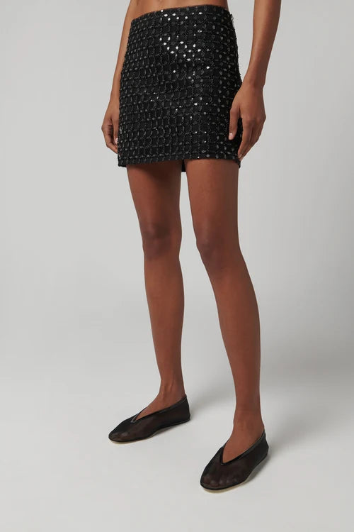 ROTATE beaded mini skirt black