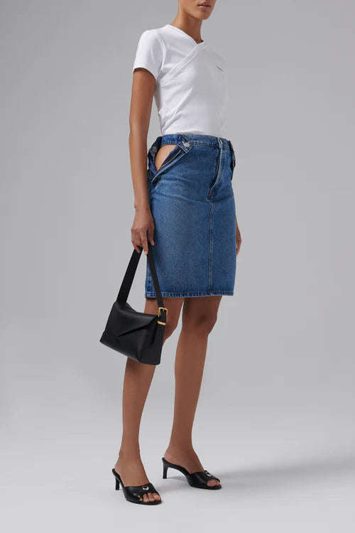 COPERNI OPEN HIP SKIRT washed blue