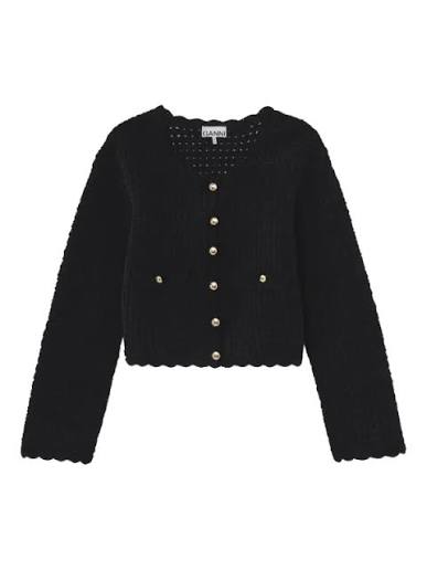 GANNI CHROCHET cardigan black