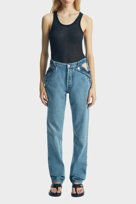COPERNI OPEN HIP TROUSERS washed blue