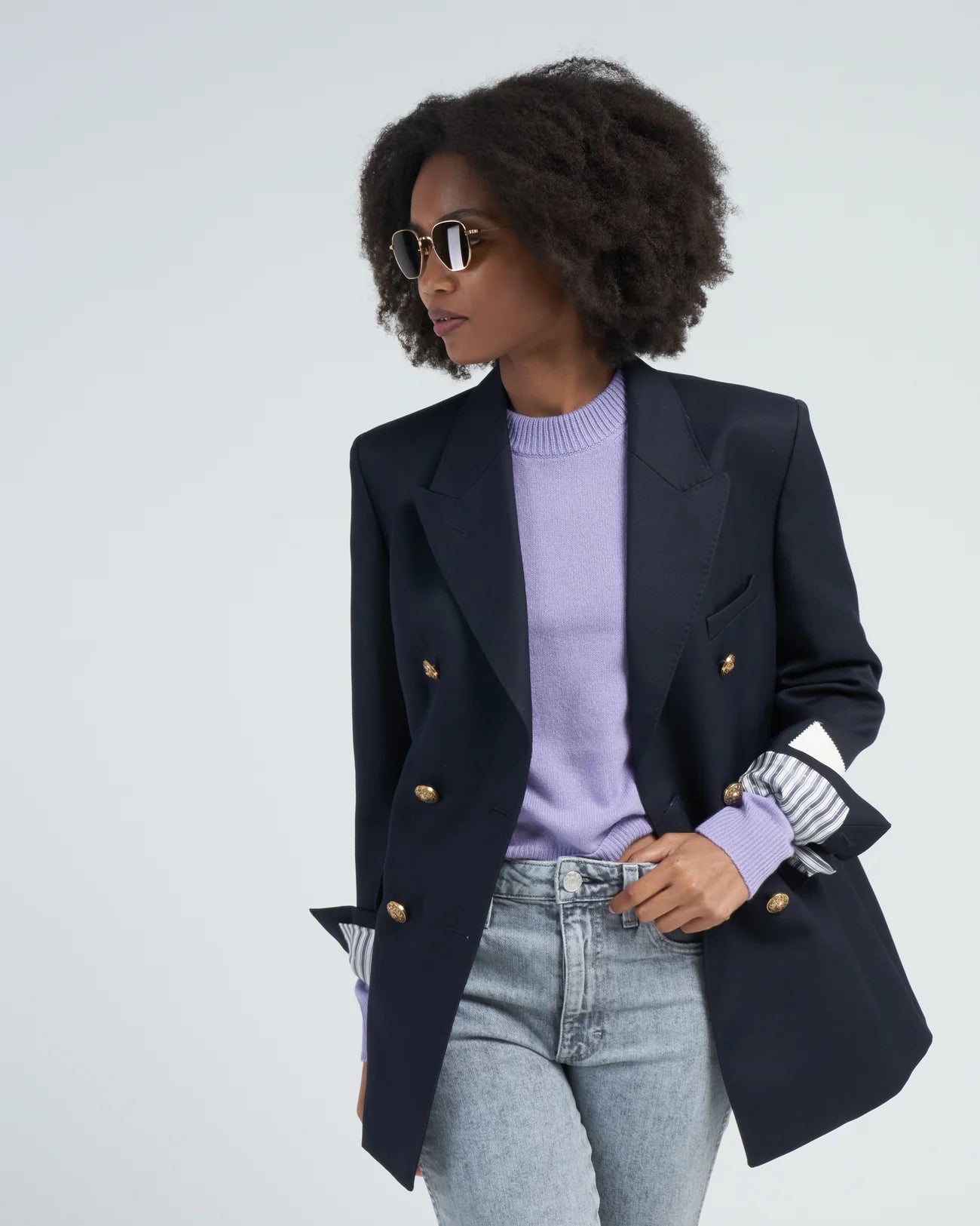 GOLDEN GOOSE P000619 double breasted blazer dark blue