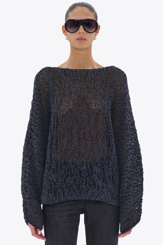 HAIKURE JENNA open-knit sweater dark grey