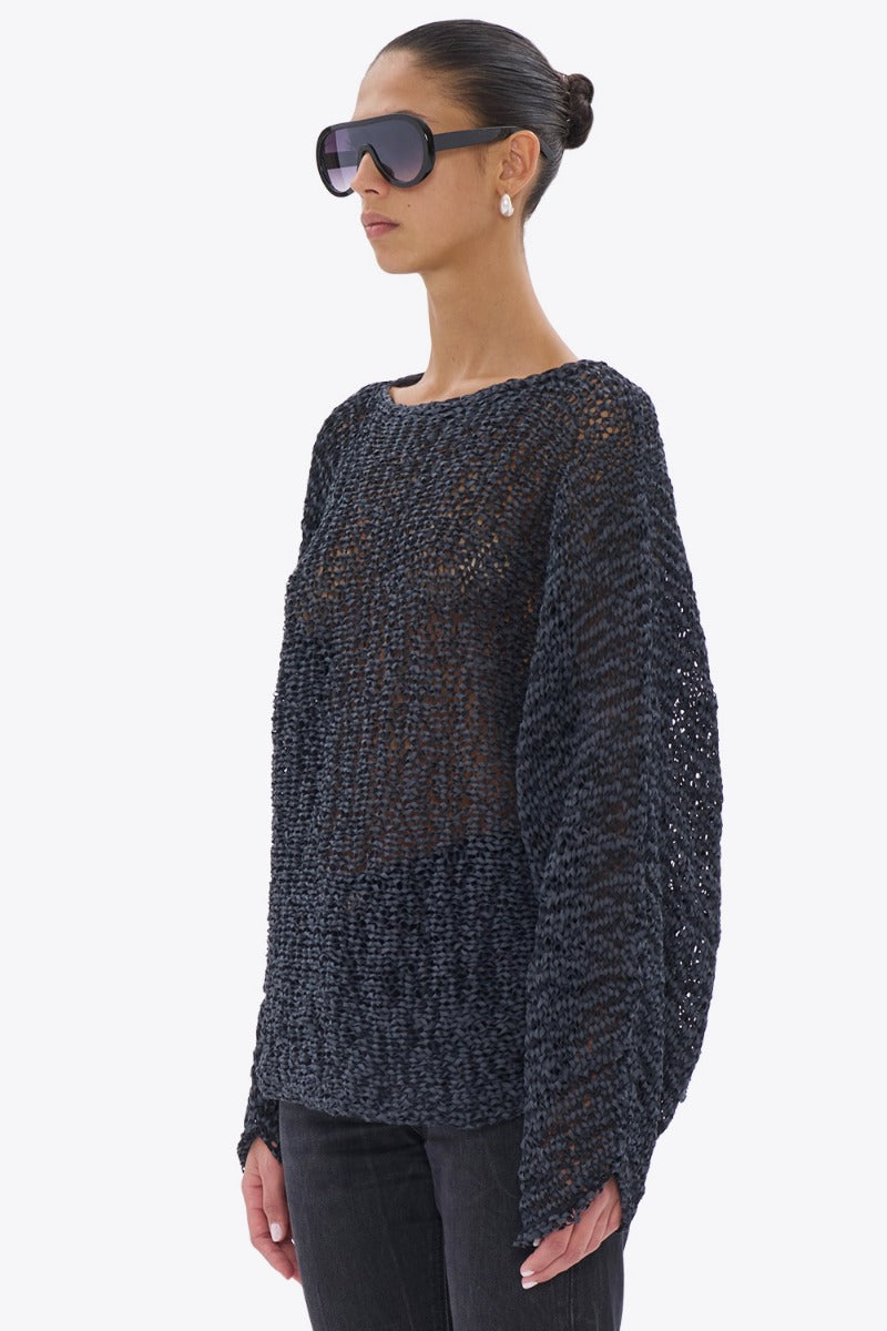 HAIKURE JENNA open-knit sweater dark grey