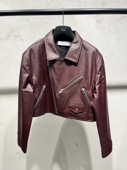 IRO CASTILLI short leather jacket burgundy