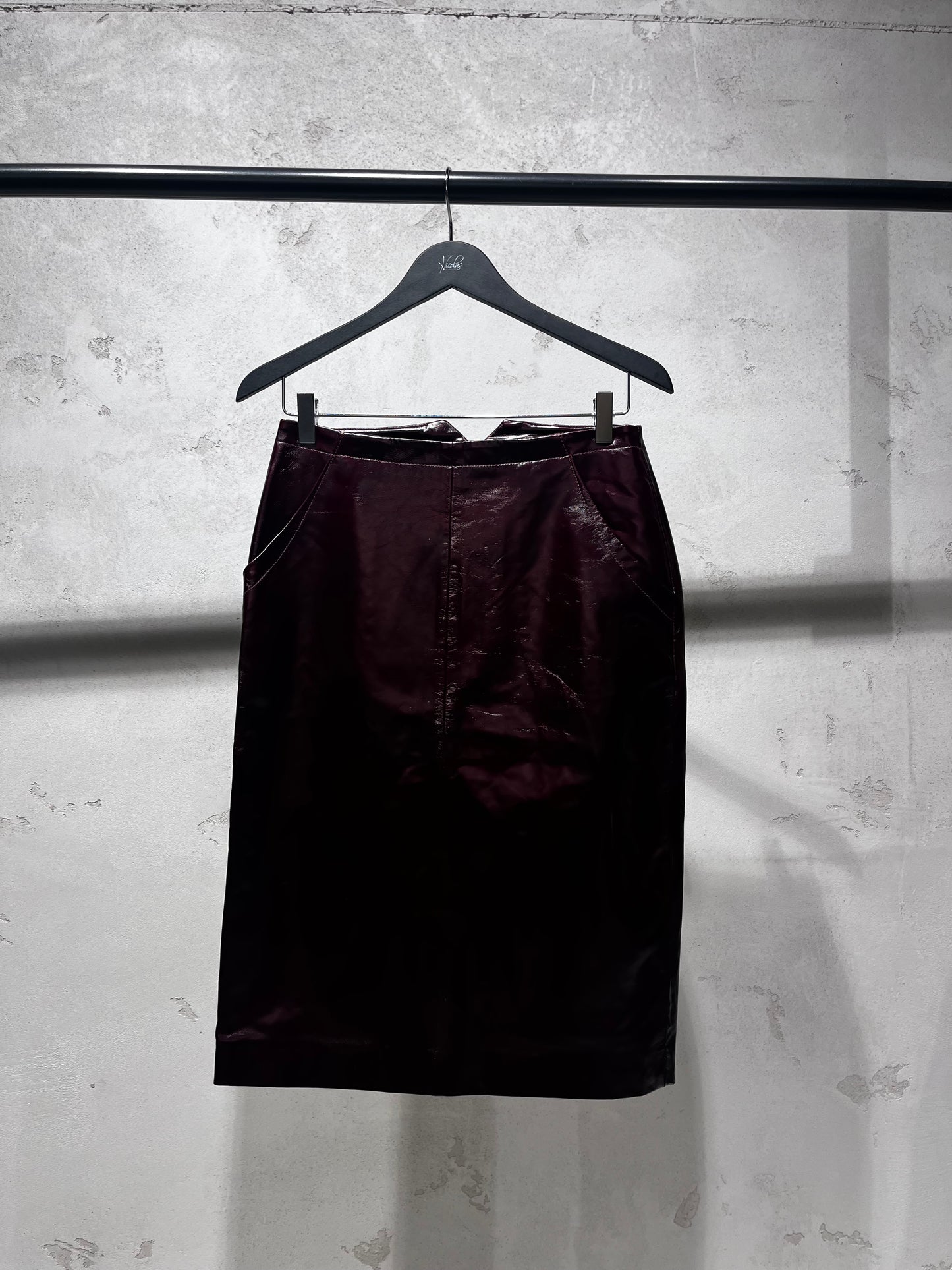 REMAIN leather skirt bordo