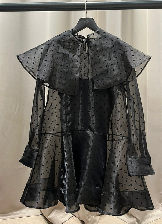 GANNI Flocked Organza Mini Dress