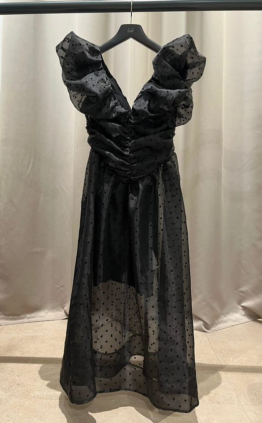 GANNI Flocked Organza Long Dress