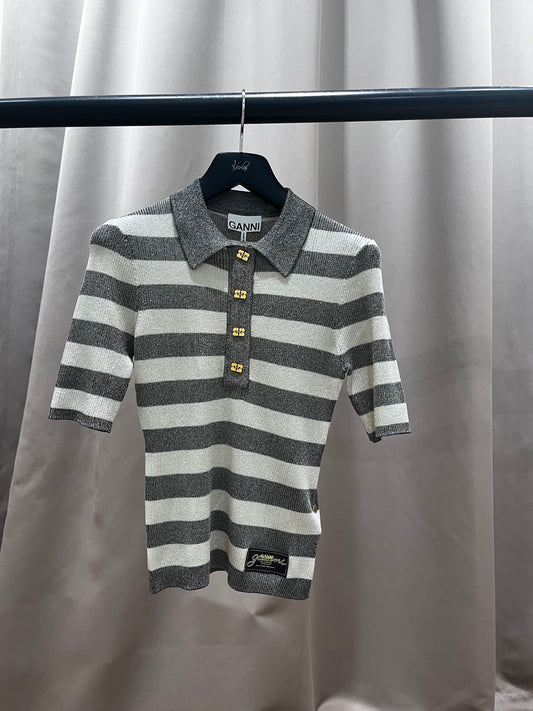 GANNI K2482 top white-silver