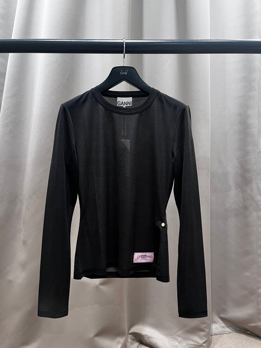 GANNI T4242 t-shirt long sleeve dark grey