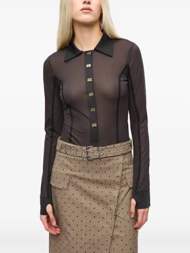 GANNI T4241 t-shirt long sleeve dark grey