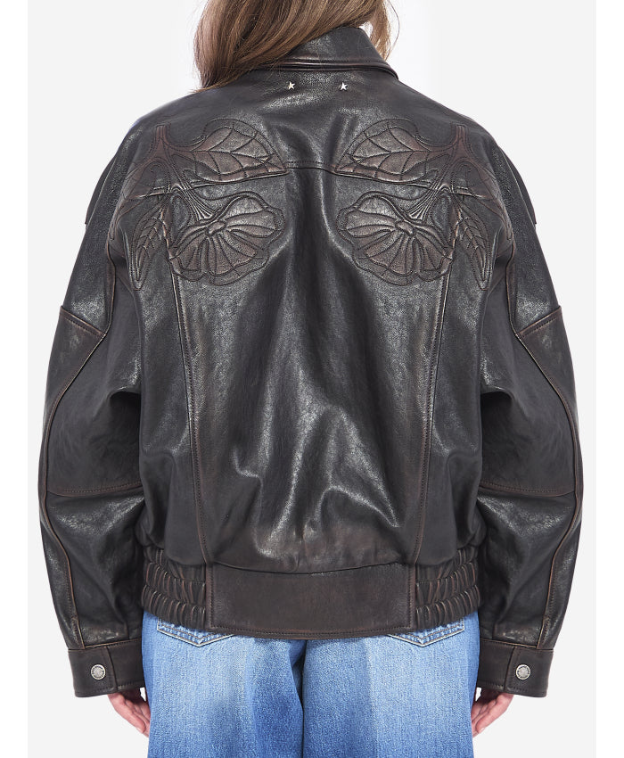 GOLDEN GOOSE P002300 palmer over bomber leather jacket