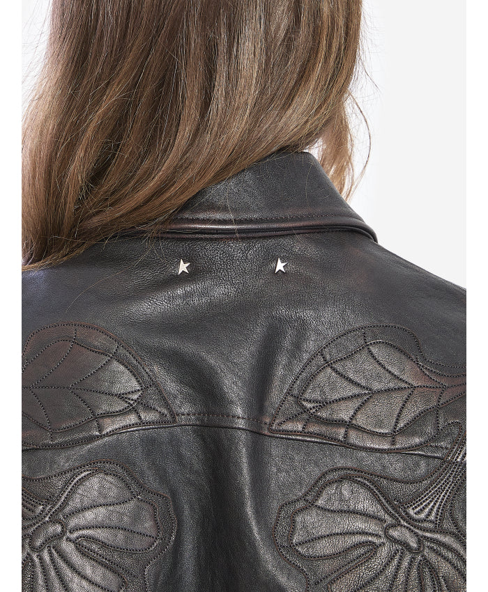 GOLDEN GOOSE P002300 palmer over bomber leather jacket