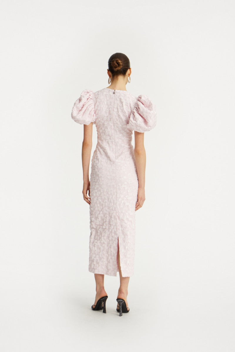 Rotate jacquard puff midi dress
