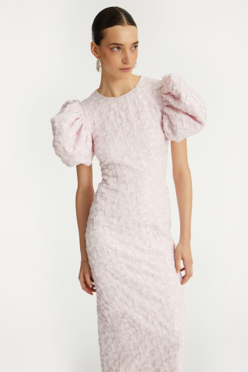 Rotate jacquard puff midi dress